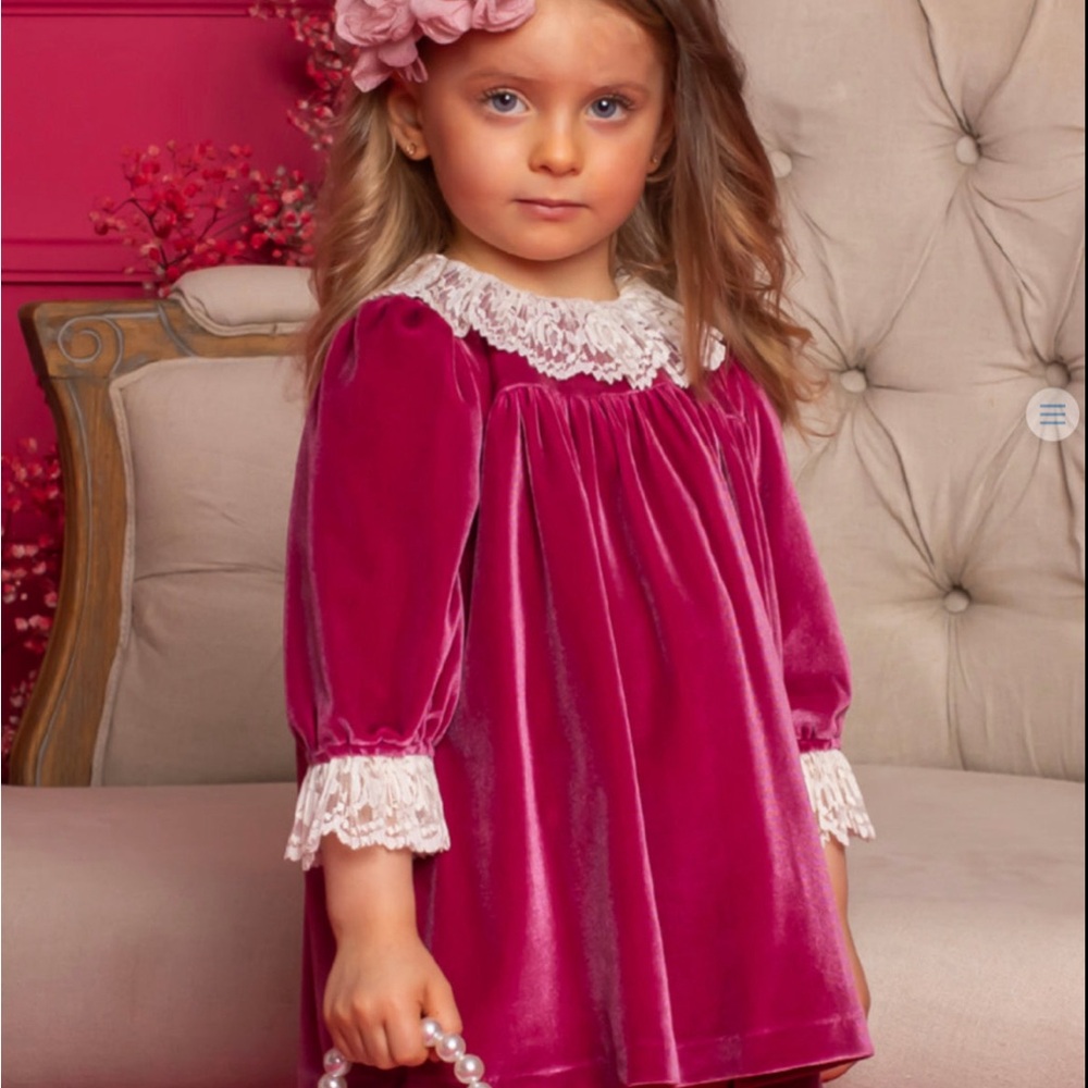 Ruby velour dress for baby girls by Patachou NEVER WORN